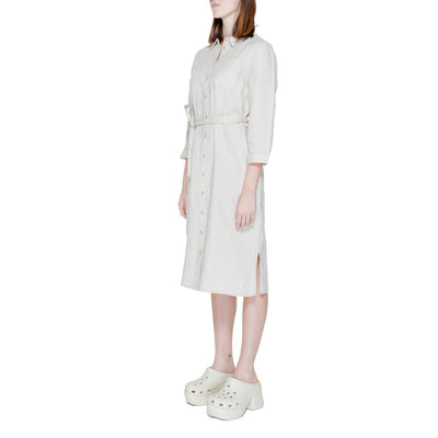 Robe longue en lin beige Street One