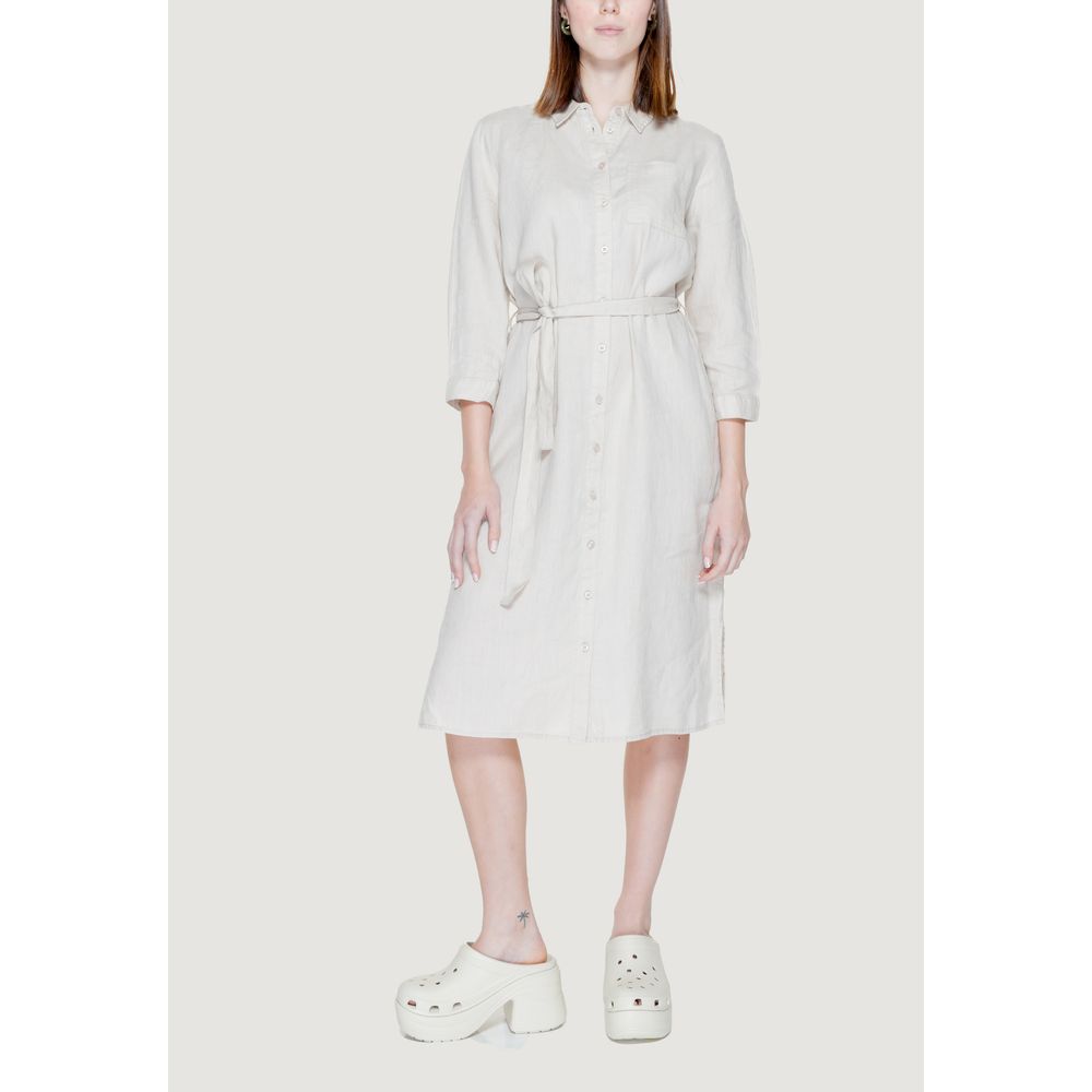 Robe longue en lin beige Street One
