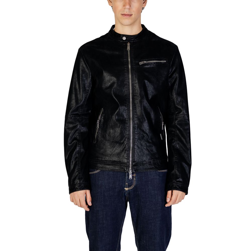 Gianni Lupo Black Cotton Jackets & Coat