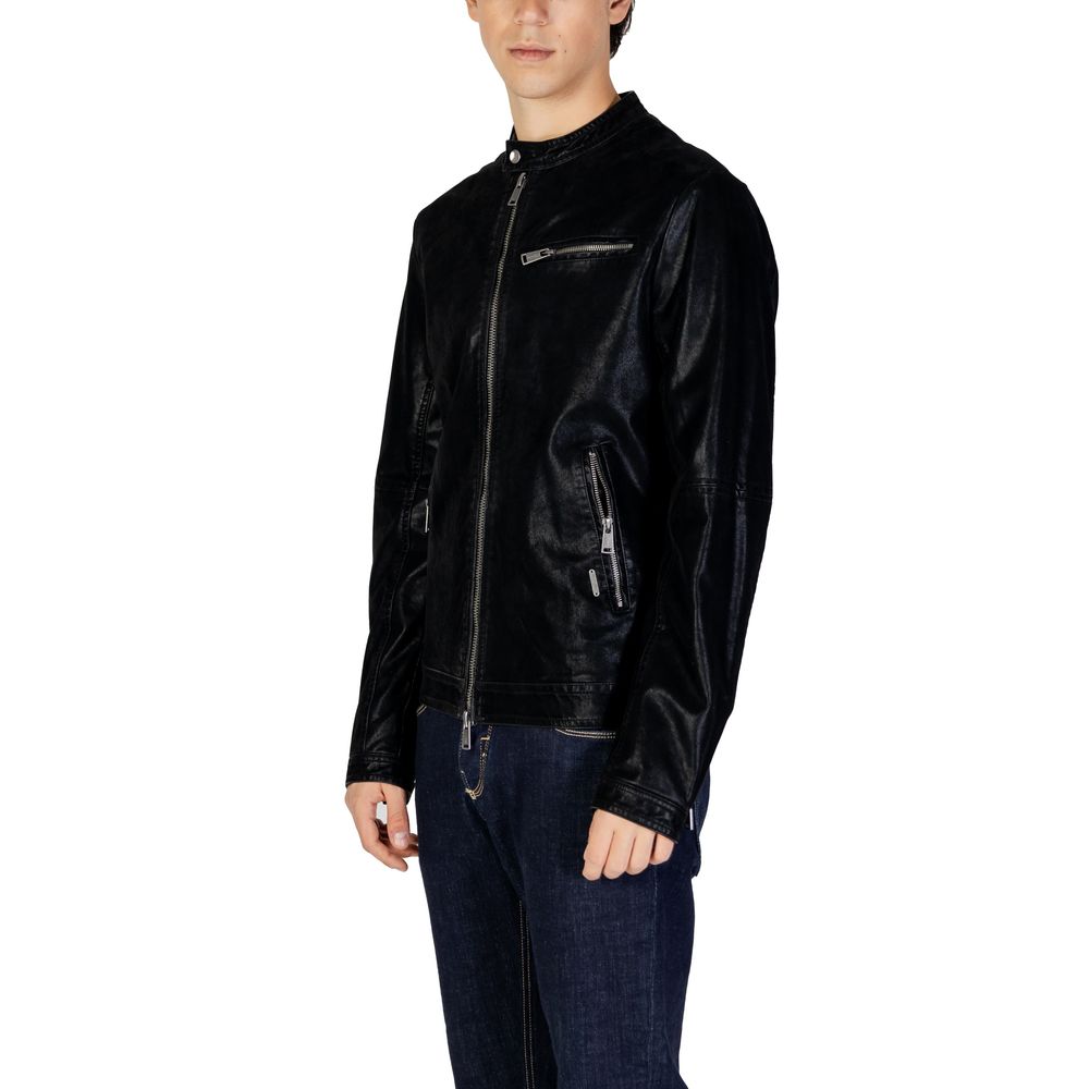 Gianni Lupo Black Cotton Jackets & Coat