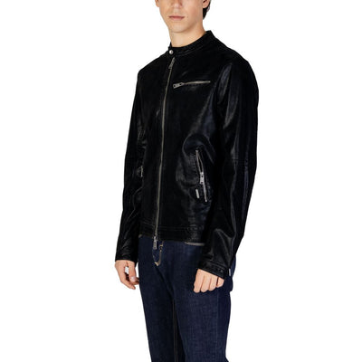 Gianni Lupo Black Cotton Jackets & Coat