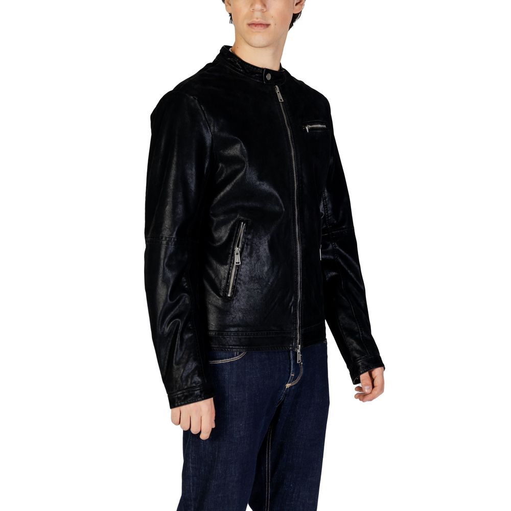 Gianni Lupo Black Cotton Jackets & Coat