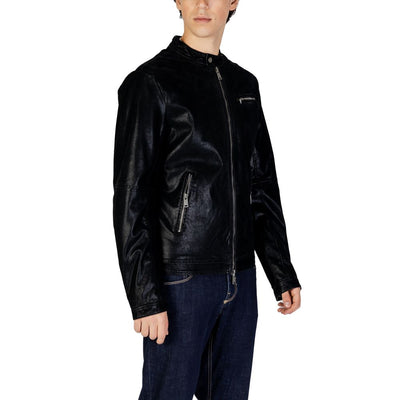 Gianni Lupo Black Cotton Jackets & Coat