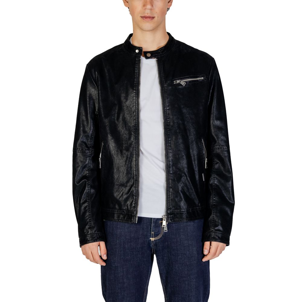 Gianni Lupo Black Cotton Jackets & Coat