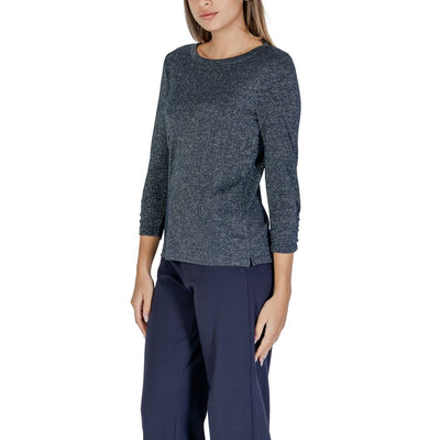T-shirt à manches longues en polyester bleu Street One