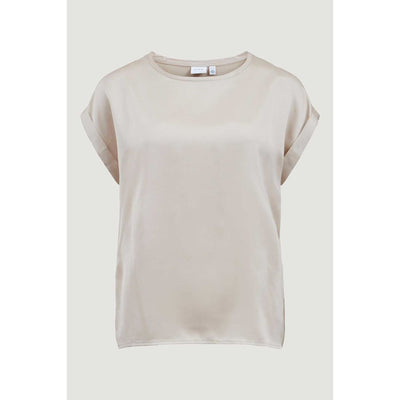 Vila Clothes Gold Cotton T-Shirt