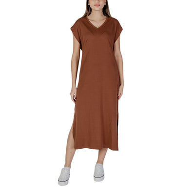 B.Young Brown Cotton Midi