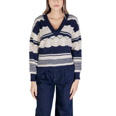 Pull ICHI bleu en polyester recyclé