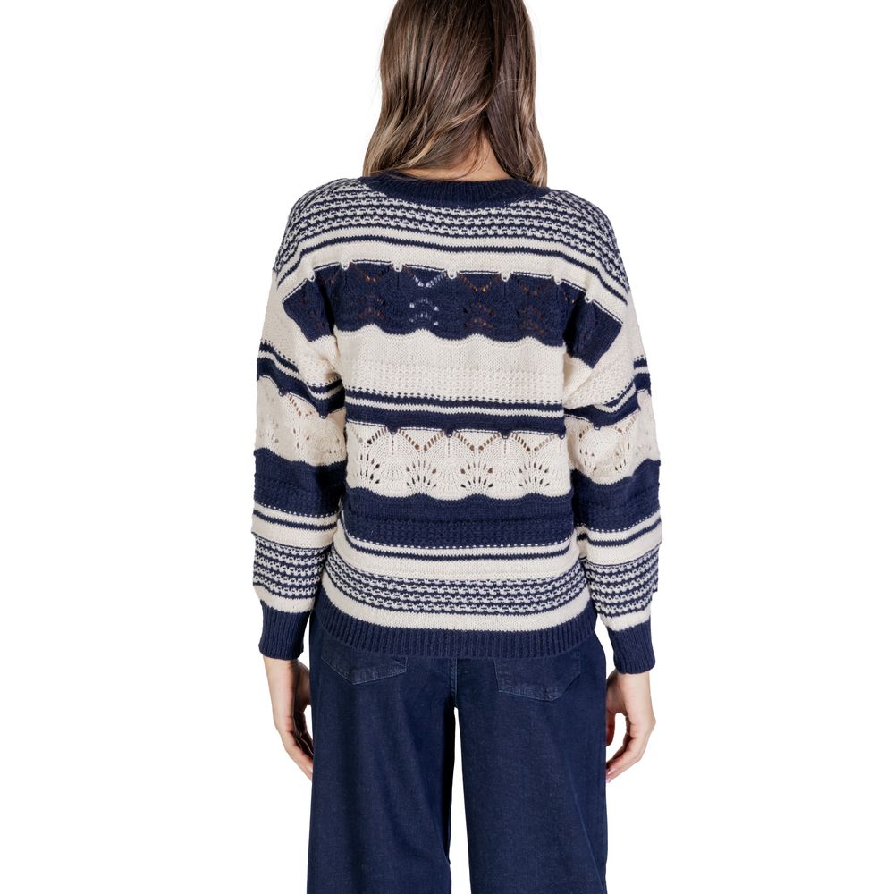Pull ICHI bleu en polyester recyclé