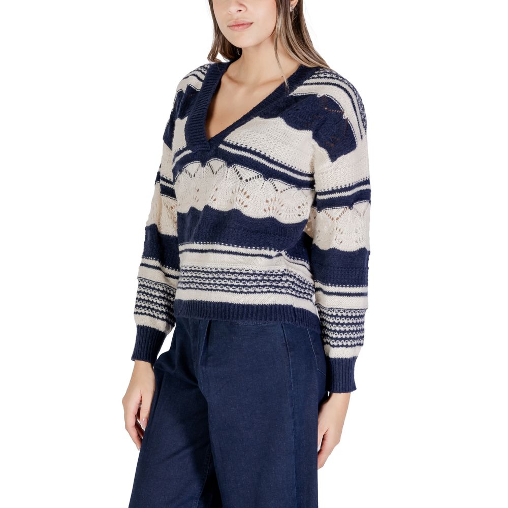 Pull ICHI bleu en polyester recyclé