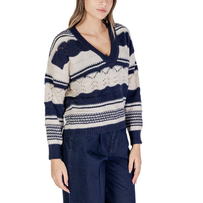 Pull ICHI bleu en polyester recyclé