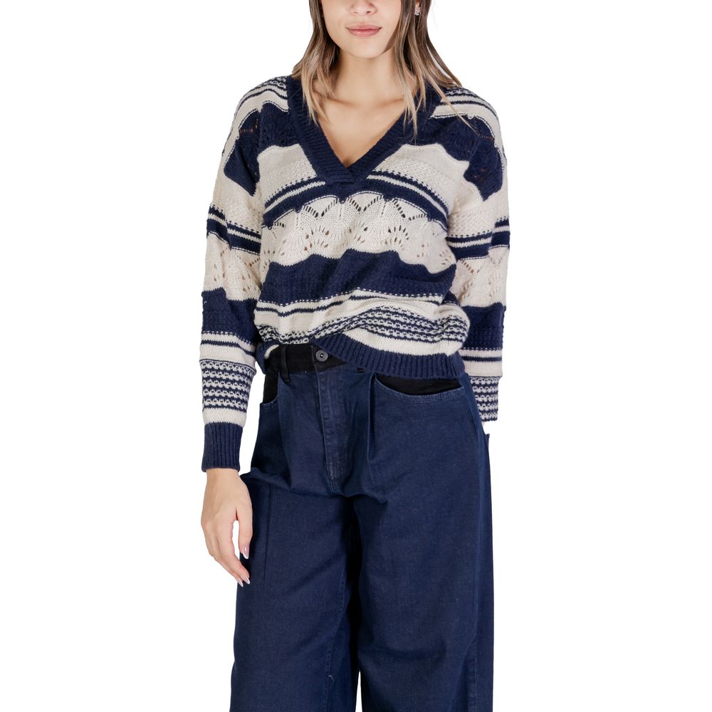 Pull ICHI bleu en polyester recyclé
