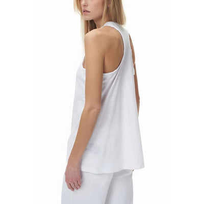 Blauer White Cotton Tank Top