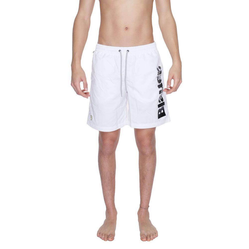 Blauer Witte Polyamide Zwembroek