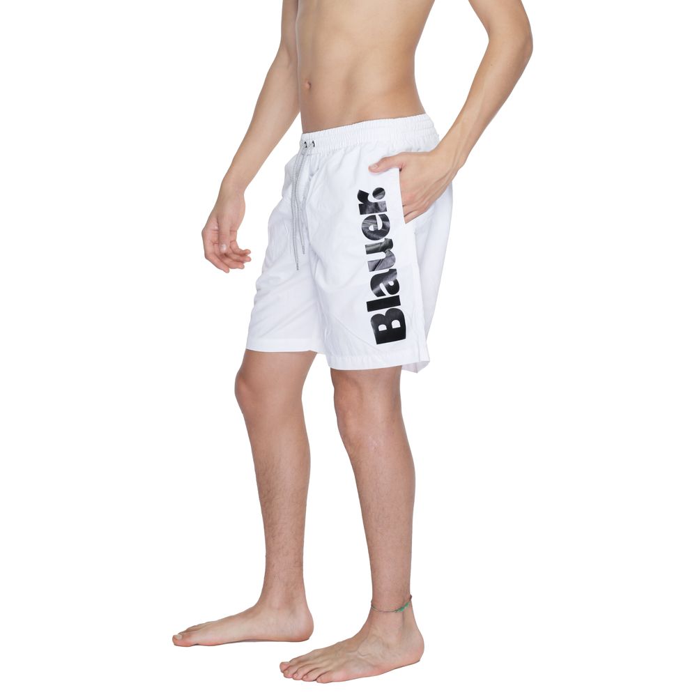 Blauer Witte Polyamide Zwembroek