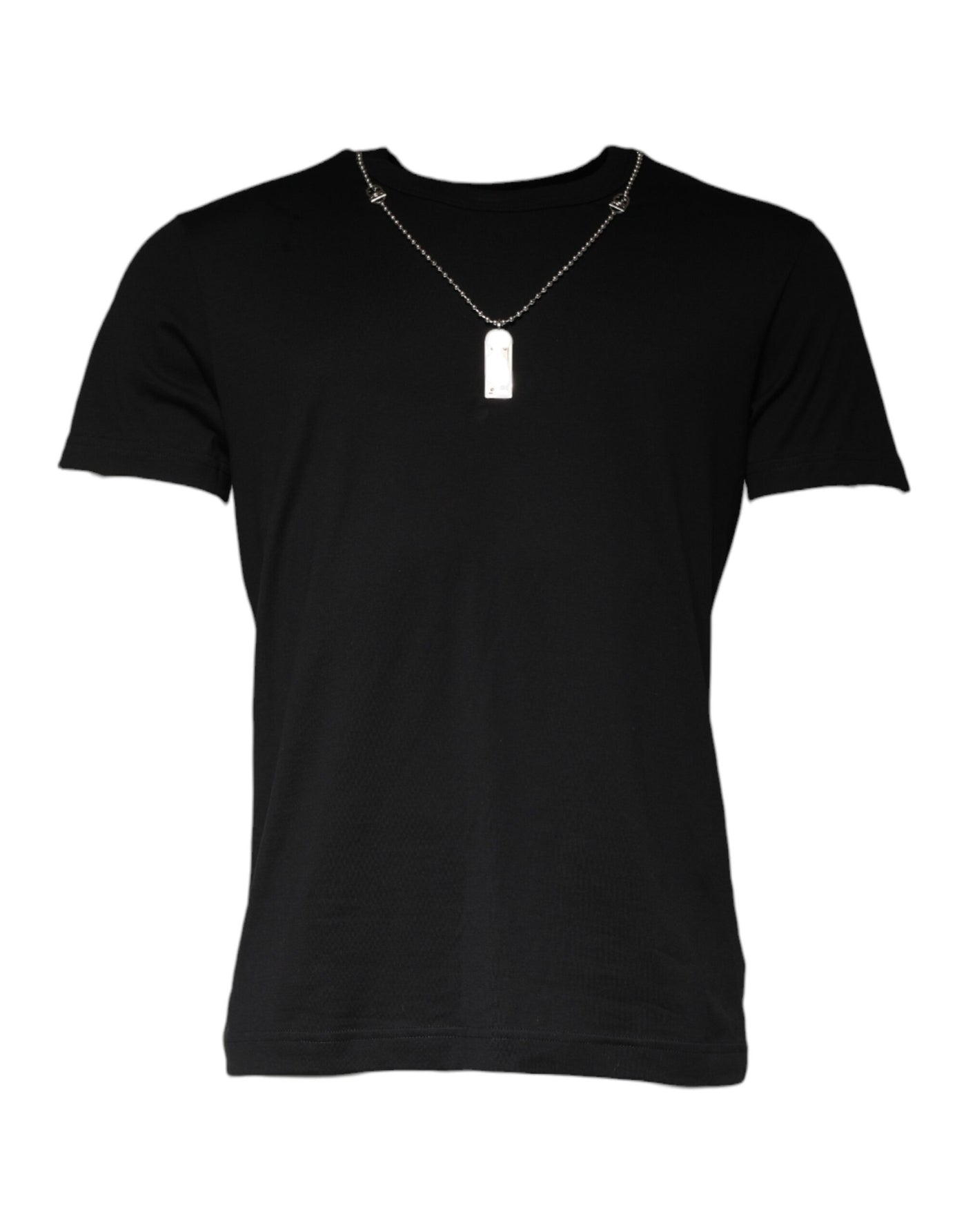 T-shirt en coton noir orné d'un collier Dolce &amp; Gabbana