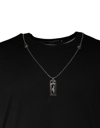 T-shirt en coton noir orné d'un collier Dolce &amp; Gabbana