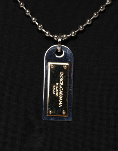 T-shirt en coton noir orné d'un collier Dolce &amp; Gabbana