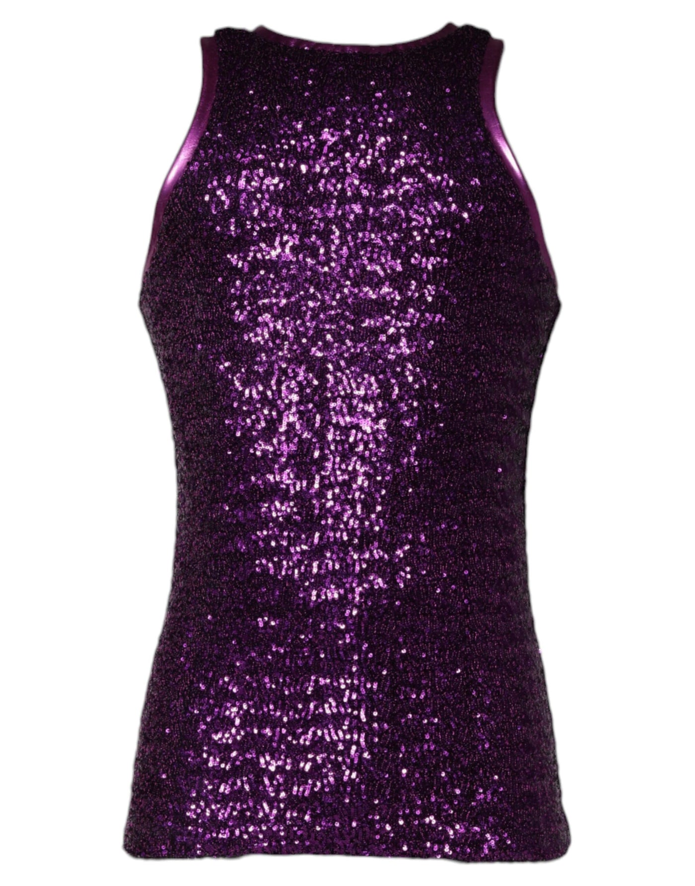 T-shirt sans manches à col rond et sequins violets Dolce &amp; Gabbana