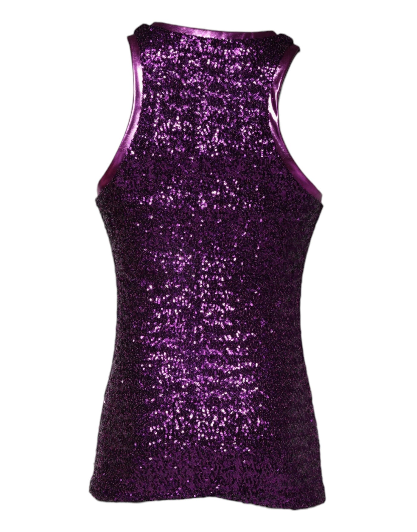 T-shirt sans manches à col rond et sequins violets Dolce &amp; Gabbana