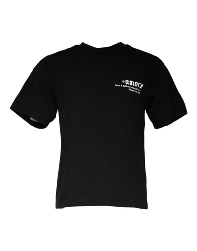 T-shirt ras du cou en coton noir imprimé Amore de Dolce &amp; Gabbana