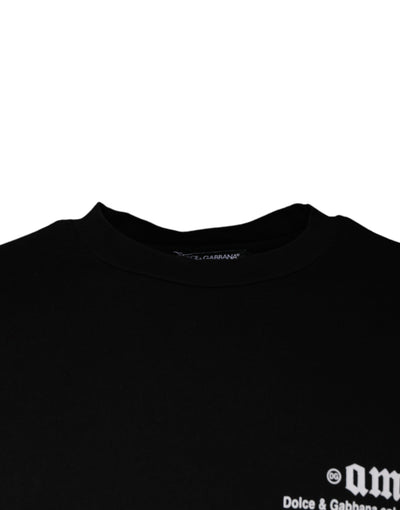 T-shirt ras du cou en coton noir imprimé Amore de Dolce &amp; Gabbana