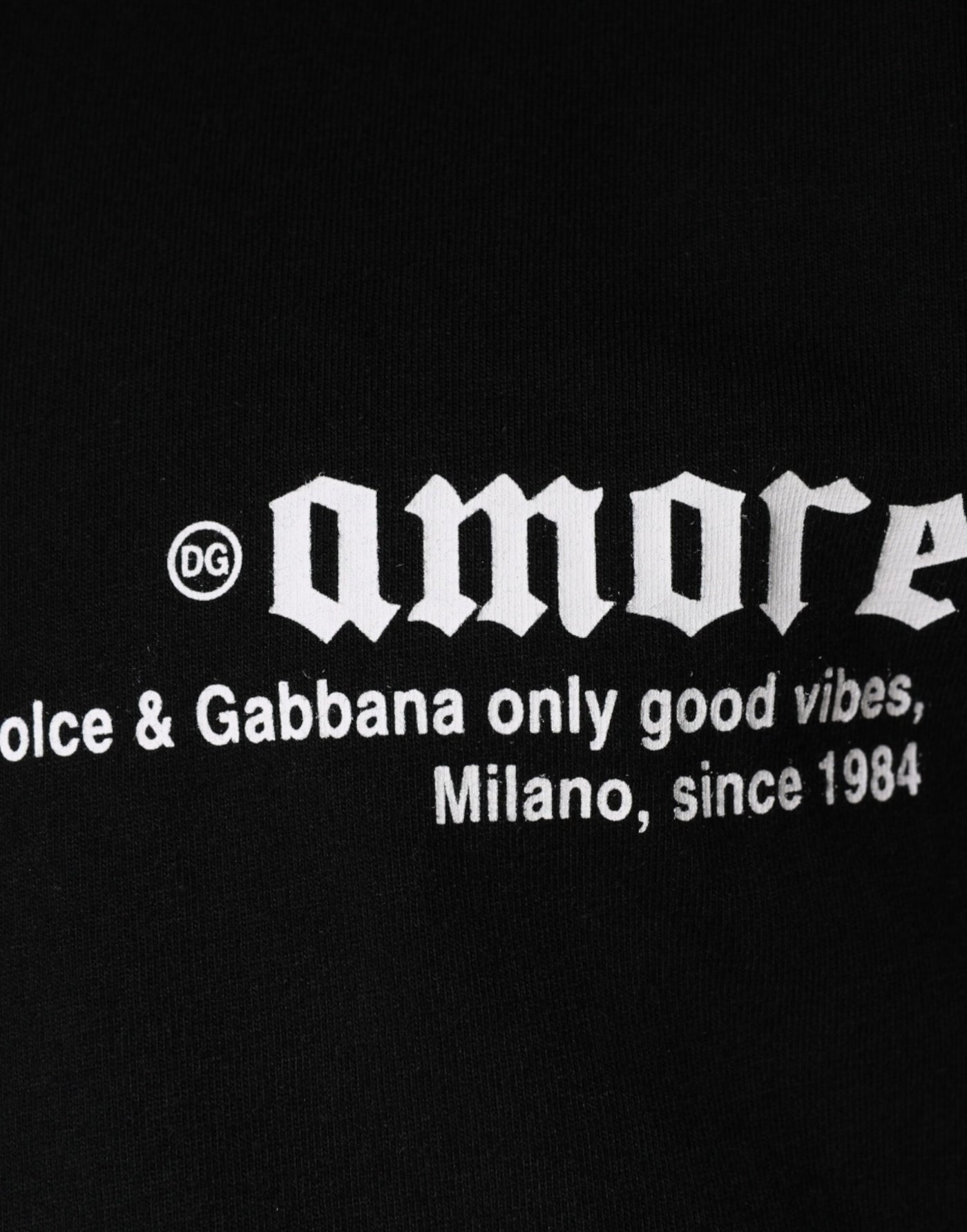 T-shirt ras du cou en coton noir imprimé Amore de Dolce &amp; Gabbana