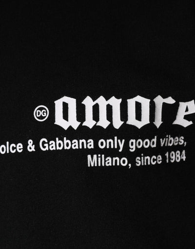 T-shirt ras du cou en coton noir imprimé Amore de Dolce &amp; Gabbana