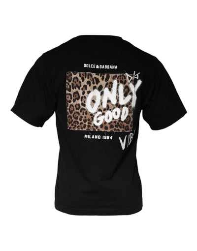 T-shirt ras du cou en coton noir imprimé Amore de Dolce &amp; Gabbana