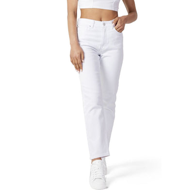 Jean mom en coton blanc uniquement