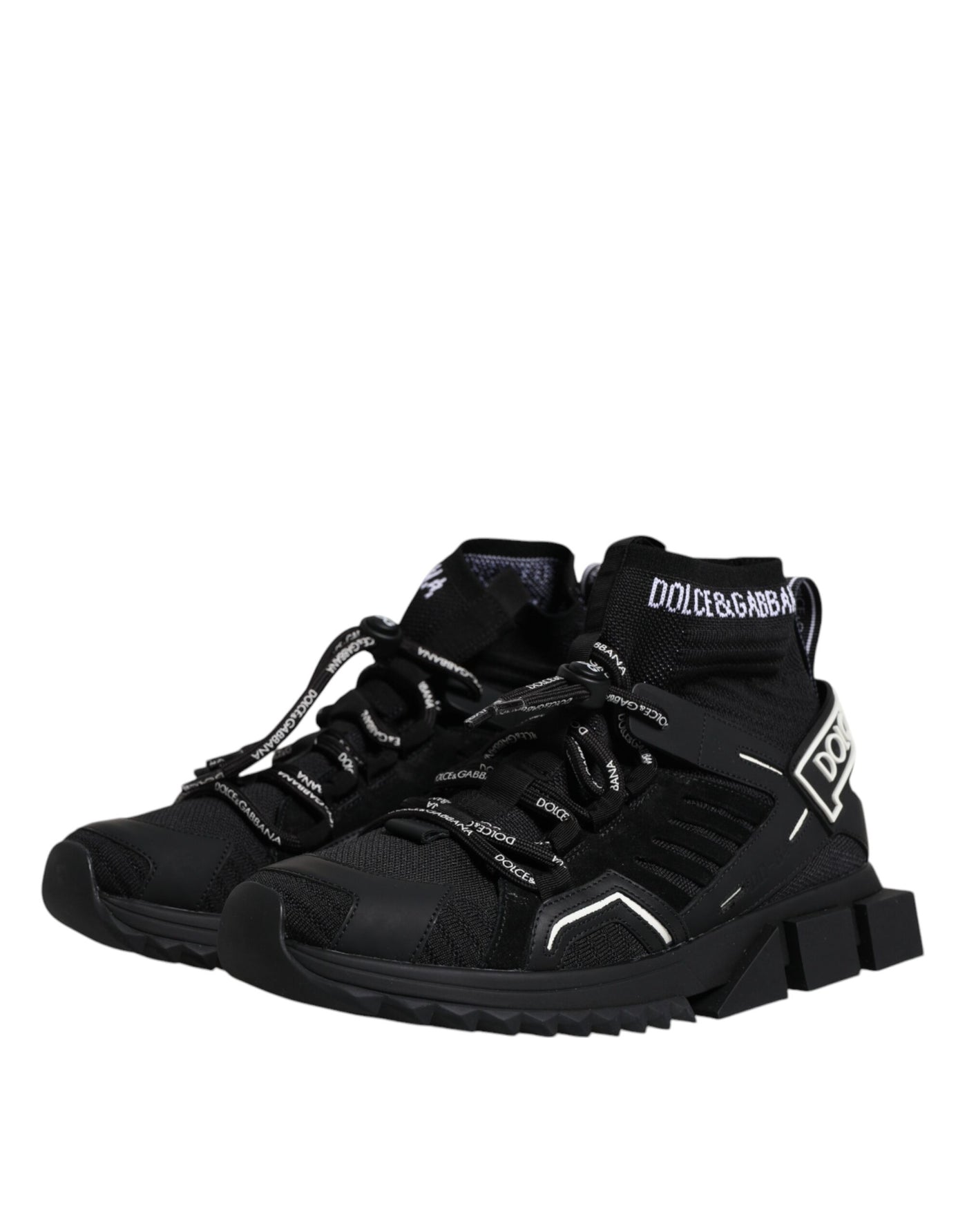 Dolce &amp; Gabbana Zwarte Sorrento Logo Heren Sneakers Sokken Schoenen