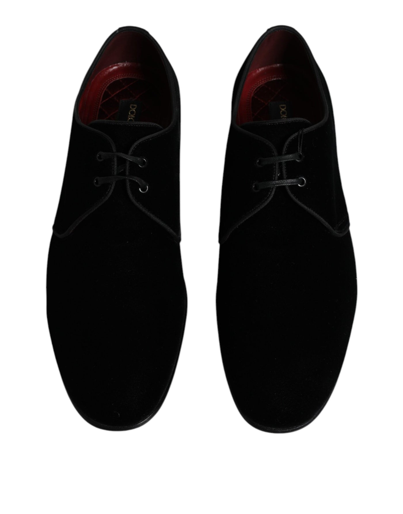 Dolce &amp; Gabbana zwarte fluwelen leren veterschoenen