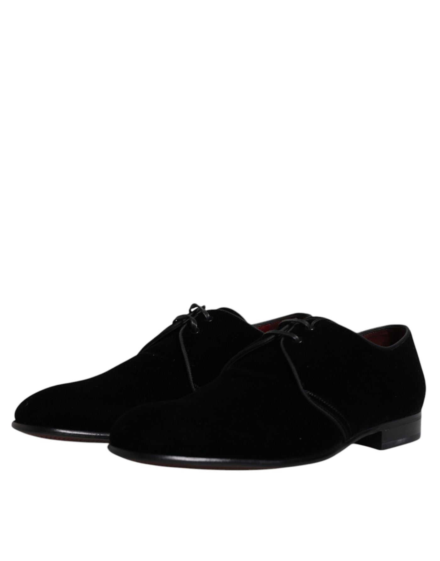 Dolce &amp; Gabbana zwarte fluwelen leren veterschoenen