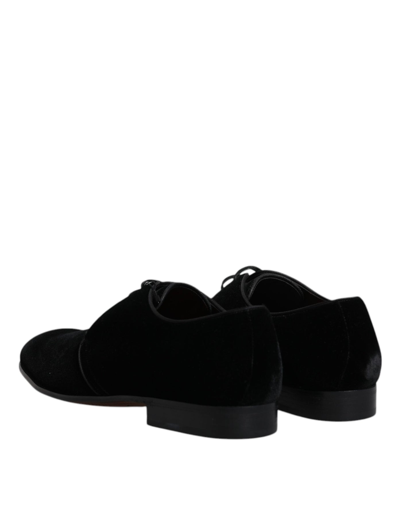 Dolce &amp; Gabbana zwarte fluwelen leren veterschoenen