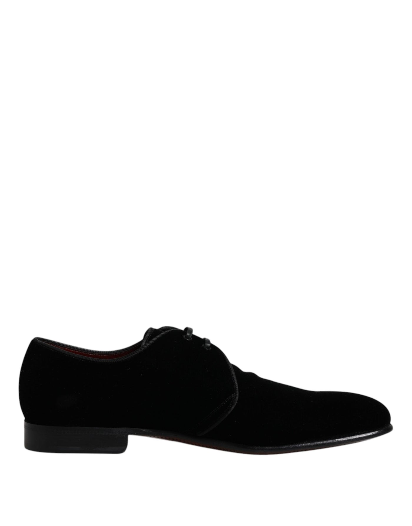 Dolce &amp; Gabbana zwarte fluwelen leren veterschoenen