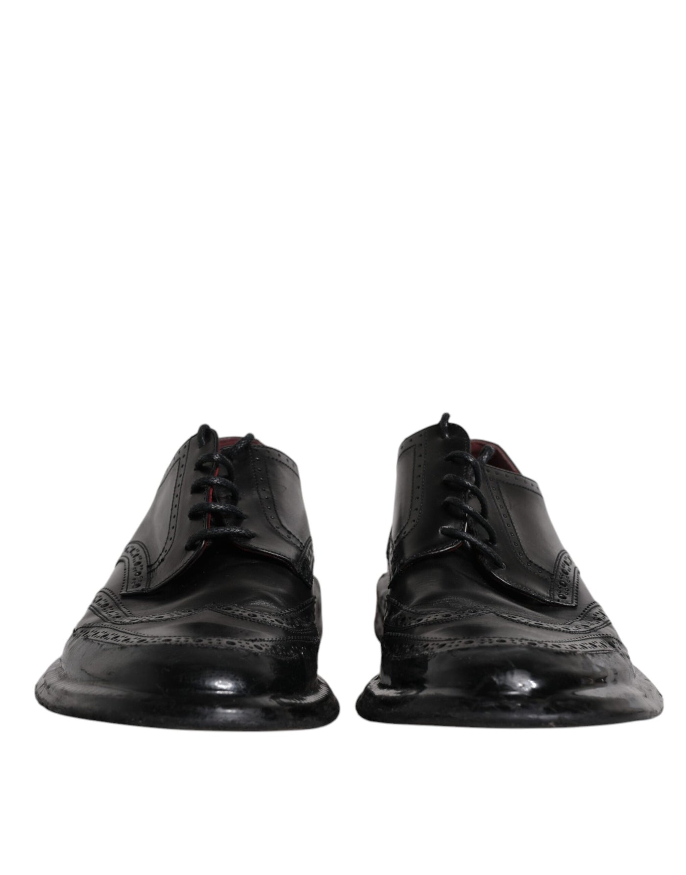 Dolce &amp; Gabbana Zwarte Leren Derby Wingtip Formele Schoenen