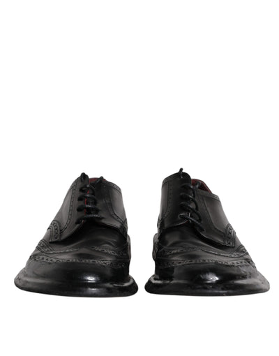 Dolce &amp; Gabbana Zwarte Leren Derby Wingtip Formele Schoenen