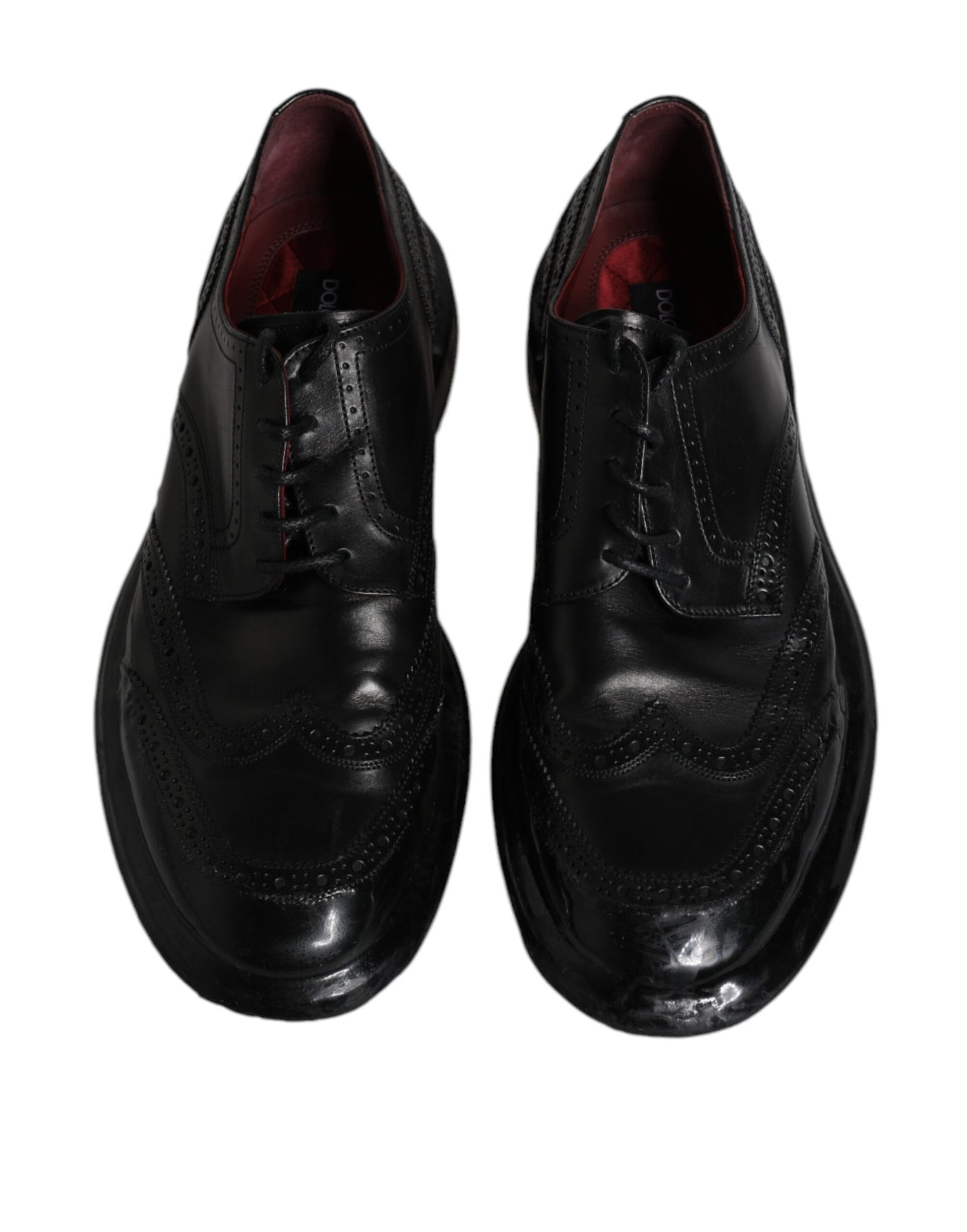 Dolce &amp; Gabbana Zwarte Leren Derby Wingtip Formele Schoenen