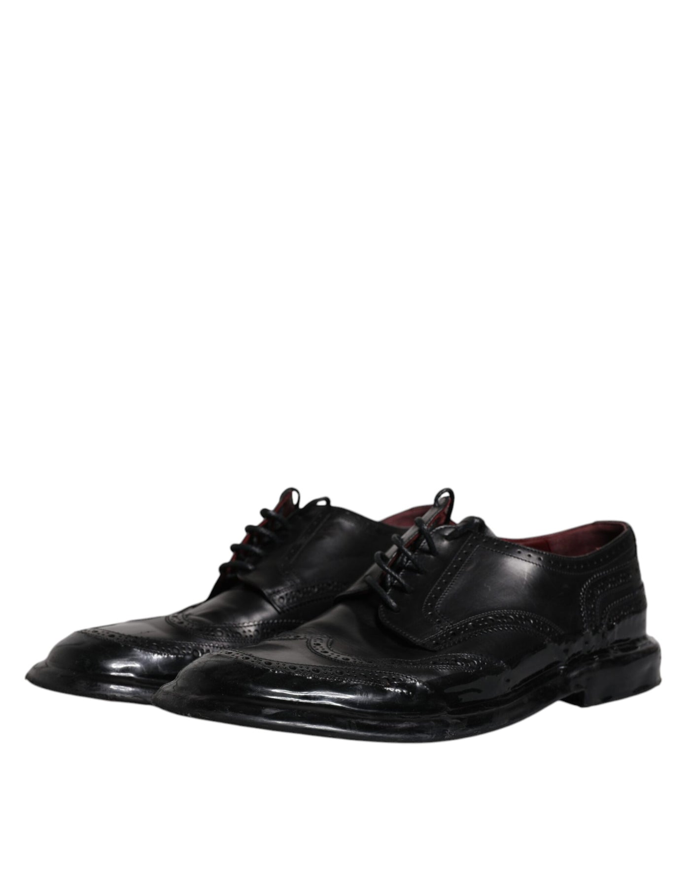 Dolce &amp; Gabbana Zwarte Leren Derby Wingtip Formele Schoenen