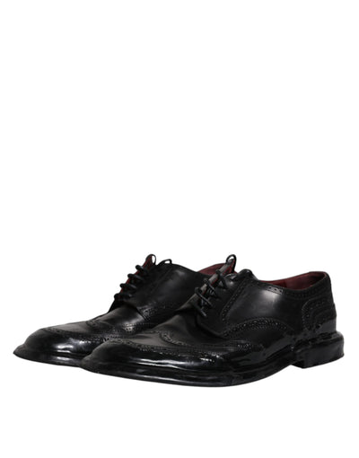 Dolce &amp; Gabbana Zwarte Leren Derby Wingtip Formele Schoenen