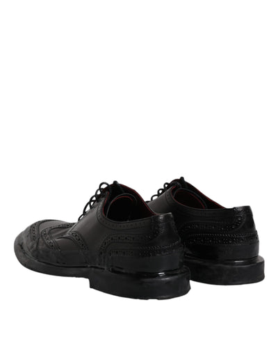 Dolce &amp; Gabbana Zwarte Leren Derby Wingtip Formele Schoenen