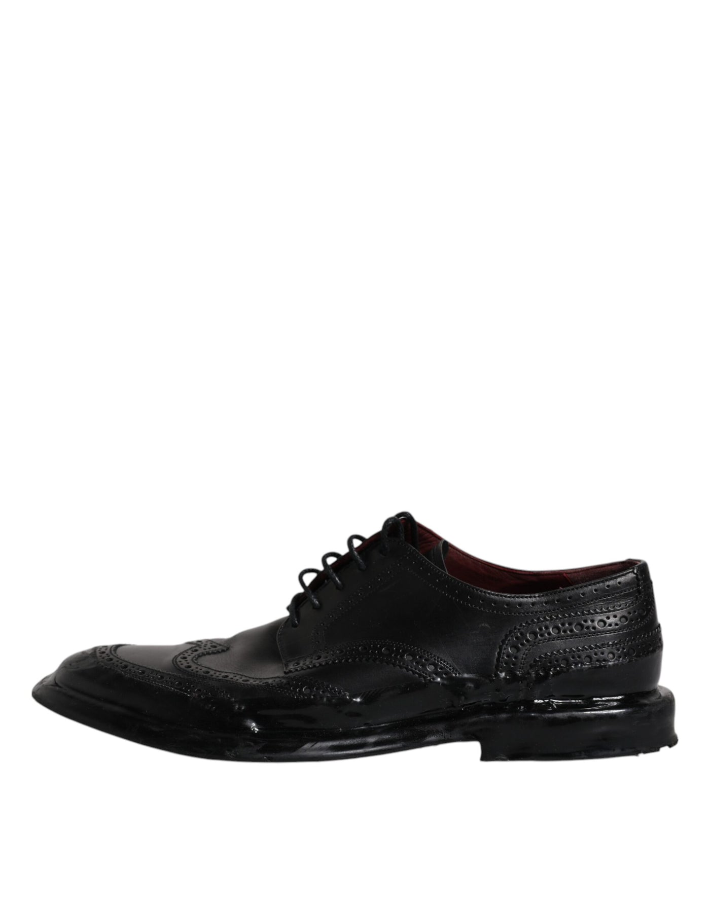 Dolce &amp; Gabbana Zwarte Leren Derby Wingtip Formele Schoenen