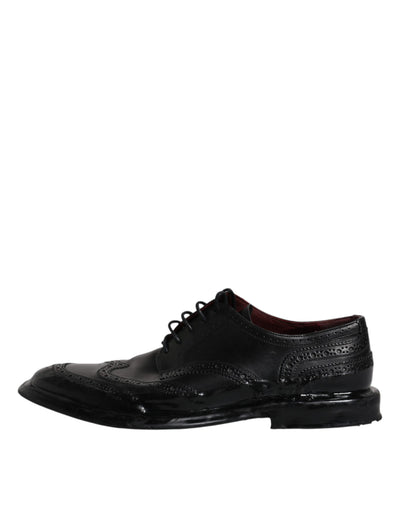 Dolce &amp; Gabbana Zwarte Leren Derby Wingtip Formele Schoenen