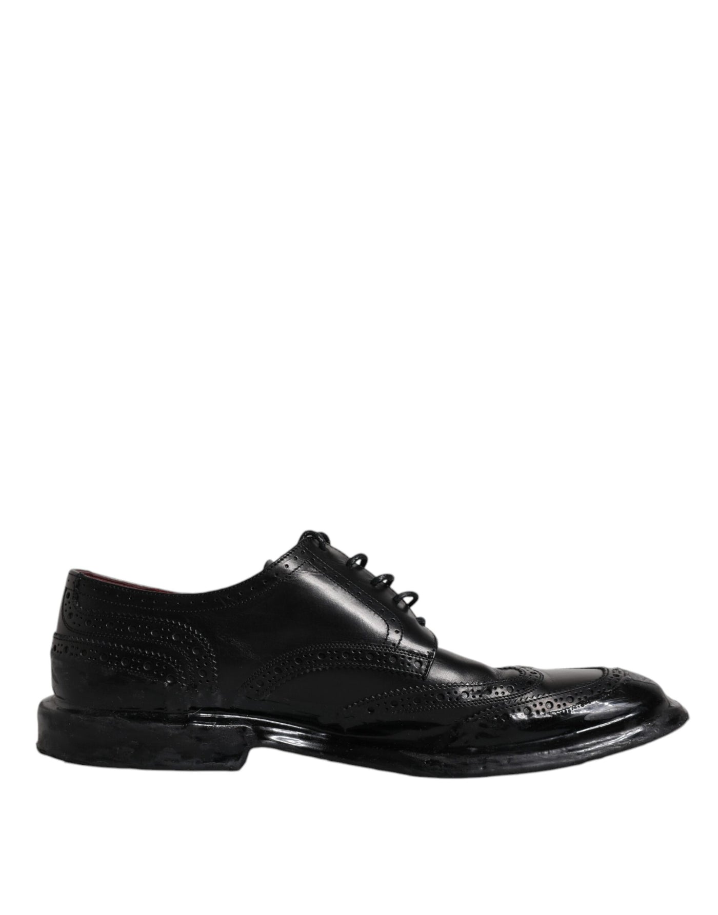 Dolce &amp; Gabbana Zwarte Leren Derby Wingtip Formele Schoenen