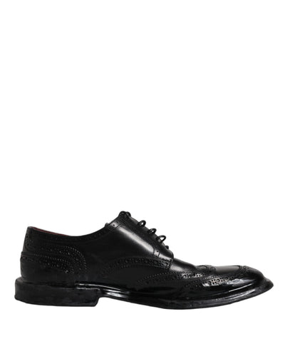 Dolce &amp; Gabbana Zwarte Leren Derby Wingtip Formele Schoenen