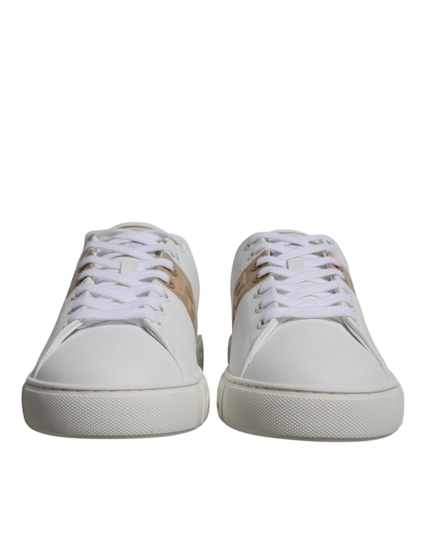 Versace Wit Bruine Greca Print TPU Lage Top Heren Sneakers Schoenen