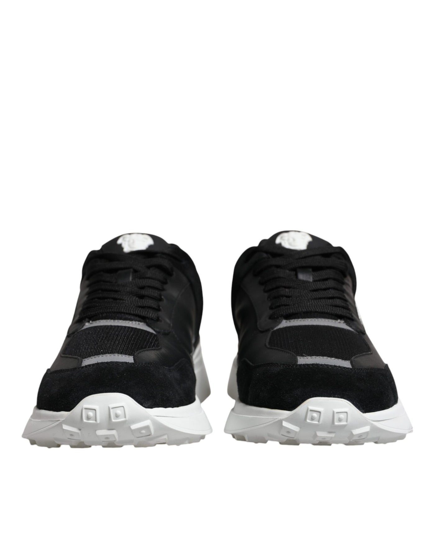 Versace Zwarte Canvas Quad Fabric Medusa Lage Sneakers