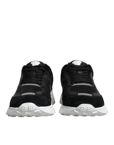 Versace Zwarte Canvas Quad Fabric Medusa Lage Sneakers