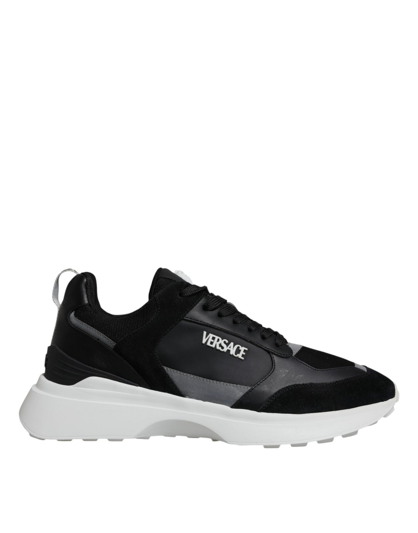 Versace Zwarte Canvas Quad Fabric Medusa Lage Sneakers
