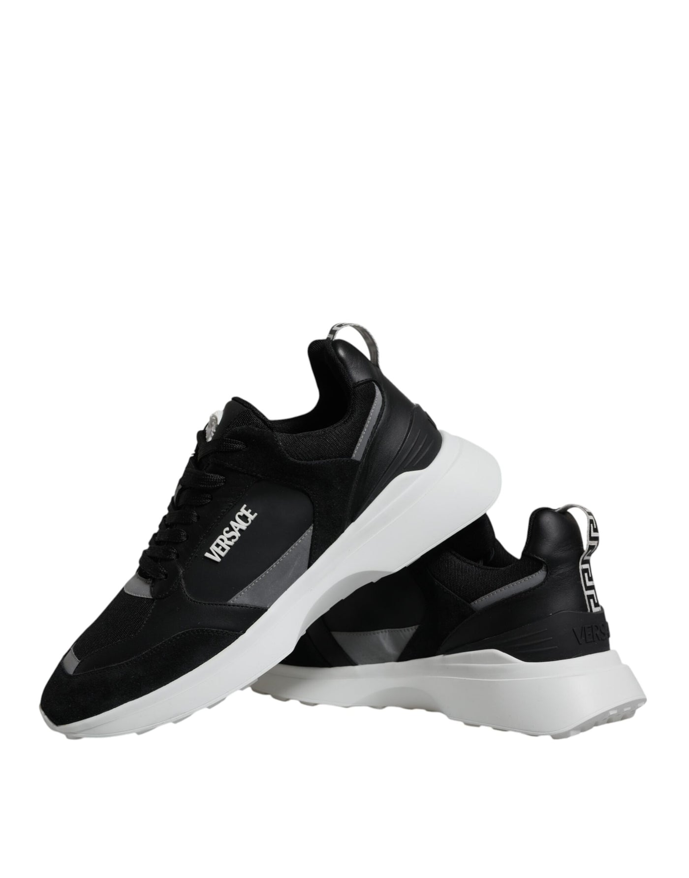 Versace Zwarte Canvas Quad Fabric Medusa Lage Sneakers
